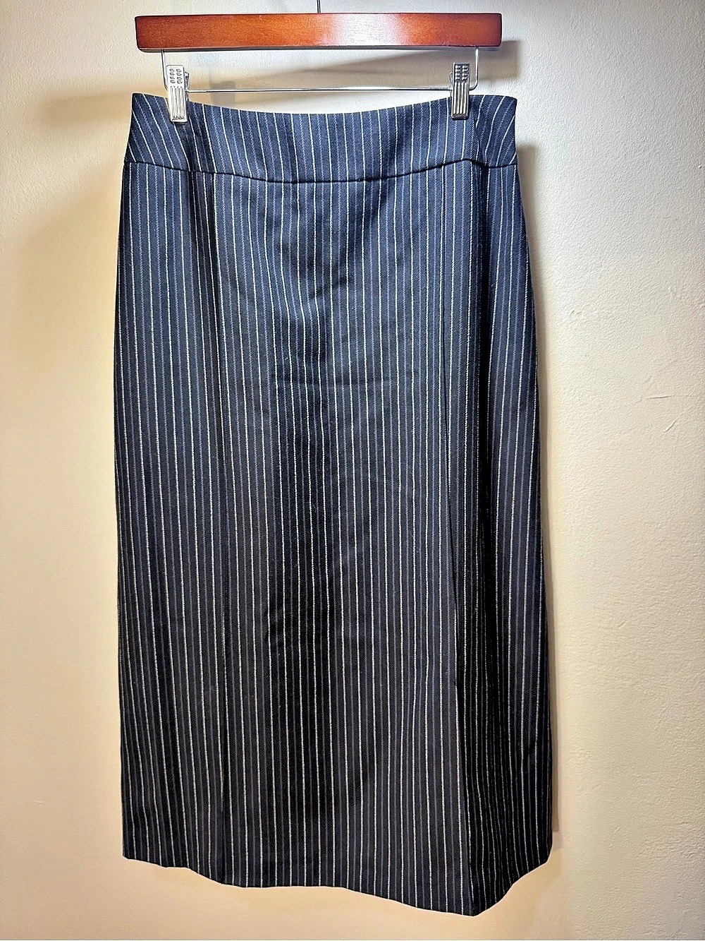 Harve Bernard Wool Pinstripe Midi Skirt Size 10
